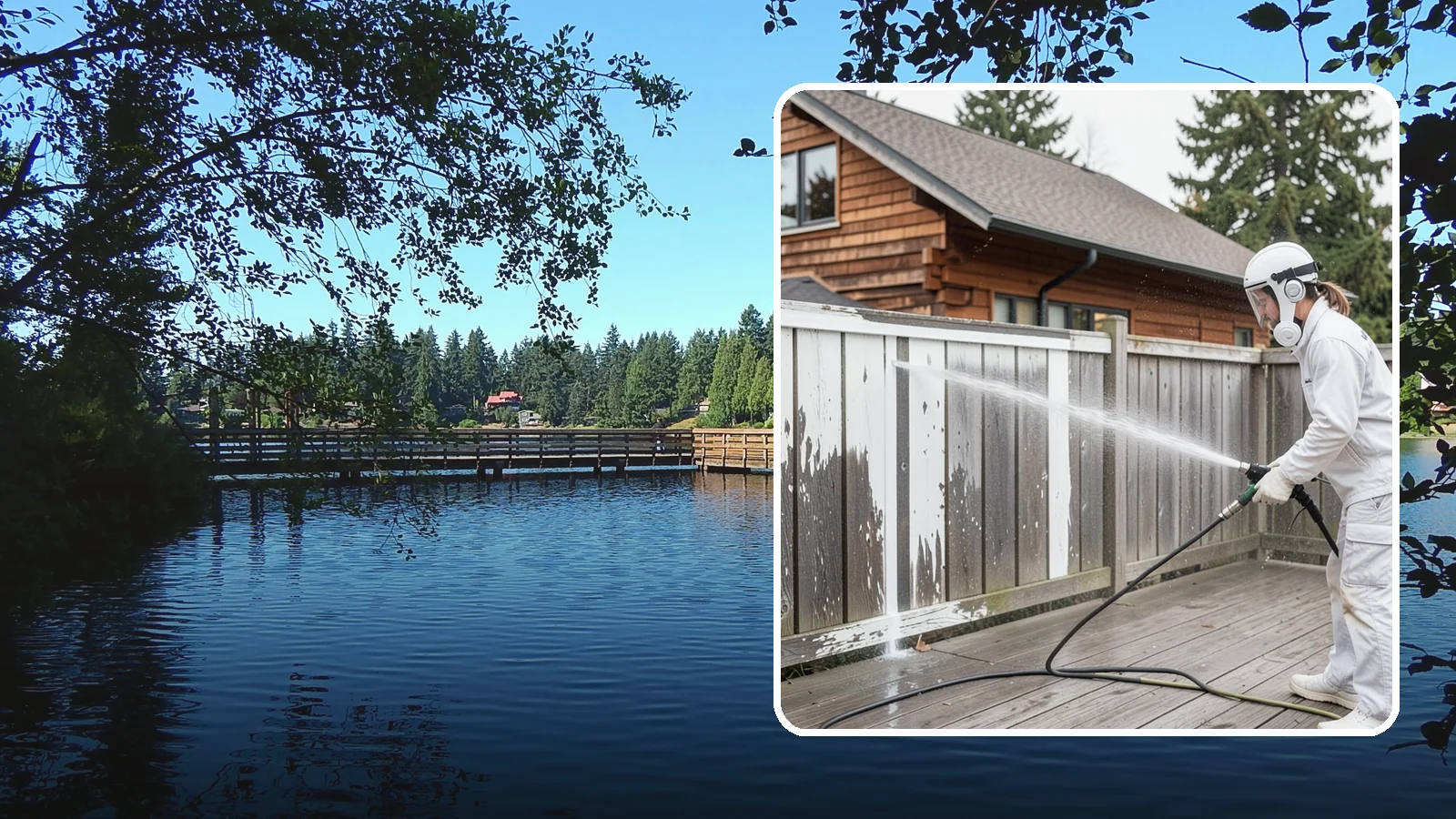 Fence Stain Stripping in Federal Way, King County, WA - Stripping of failing, peeling fence stain so the wood is ready for a clean, even recoat.