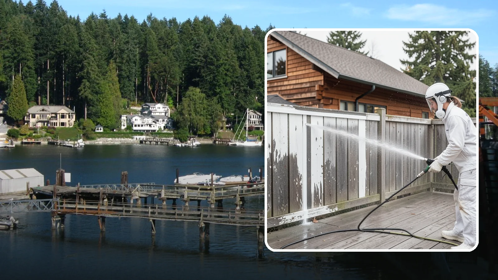 Fence Stain Stripping in Gig Harbor, Pierce County, WA - Stripping of failing, peeling fence stain so the wood is ready for a clean, even recoat.