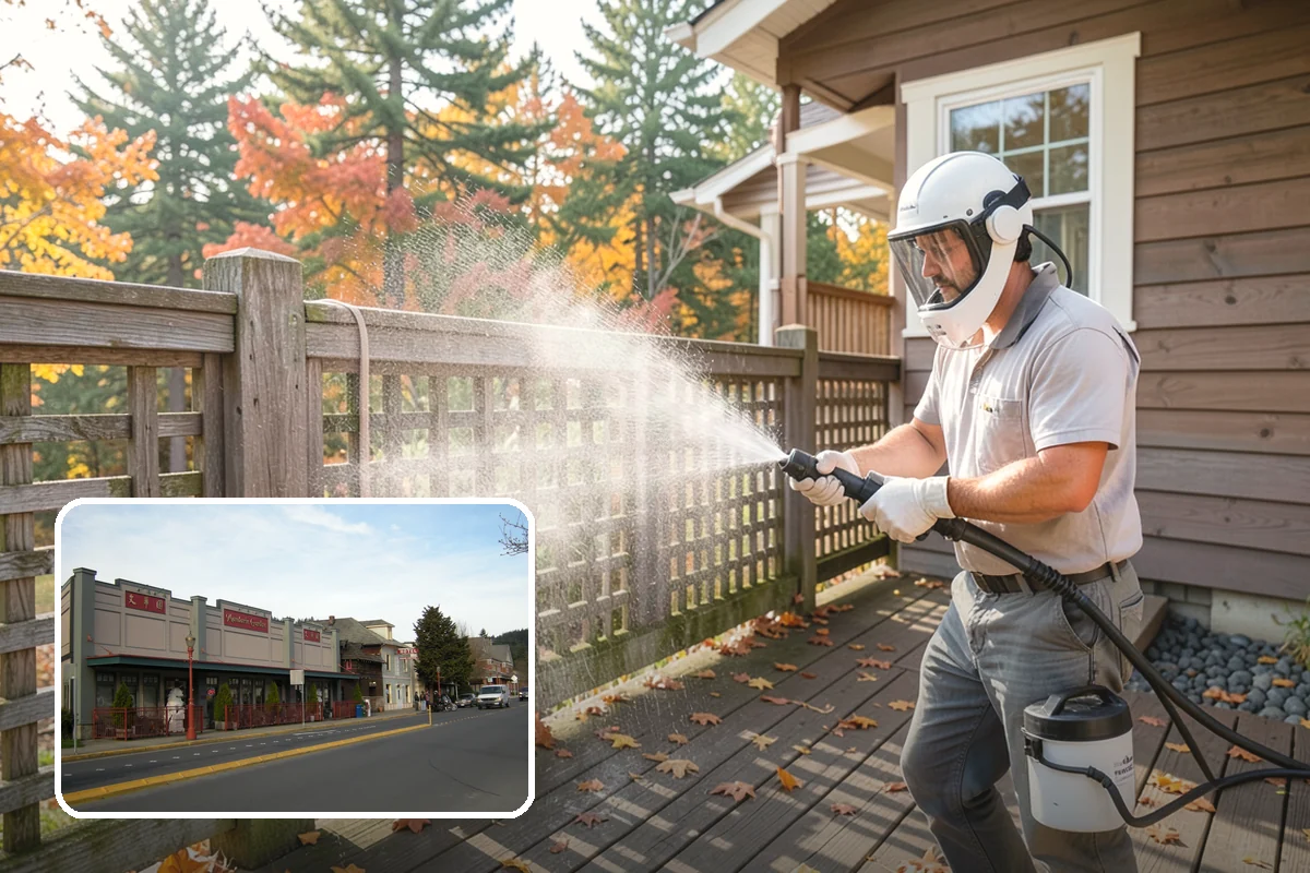 Fence Stain Stripping in Issaquah, King County, WA - Removes peeling and blotchy old stain down to bare wood