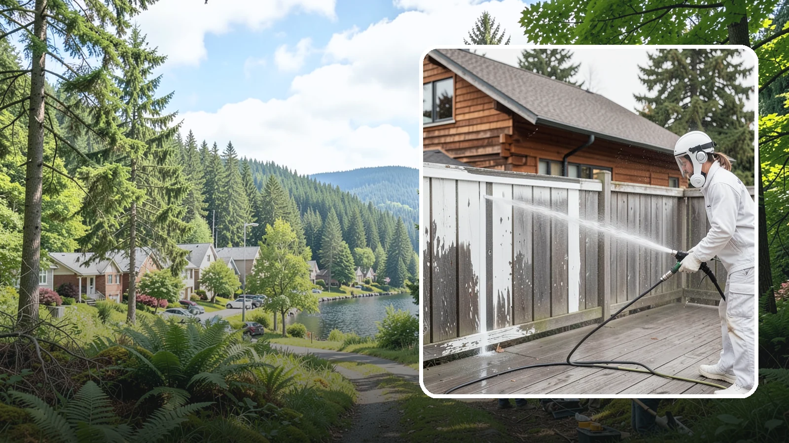 Fence Stain Stripping in Lake Forest Park, King County, WA - Stripping of failing, peeling fence stain so the wood is ready for a clean, even recoat.