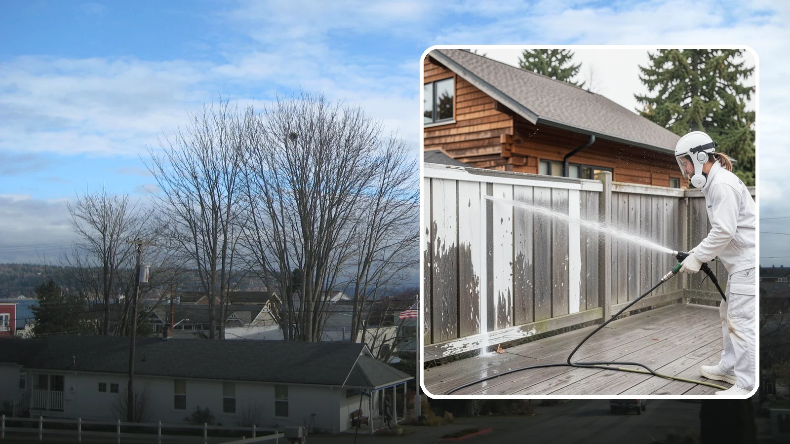 Fence Stain Stripping in Langley, Island County, WA - Stripping of failing, peeling fence stain so the wood is ready for a clean, even recoat.