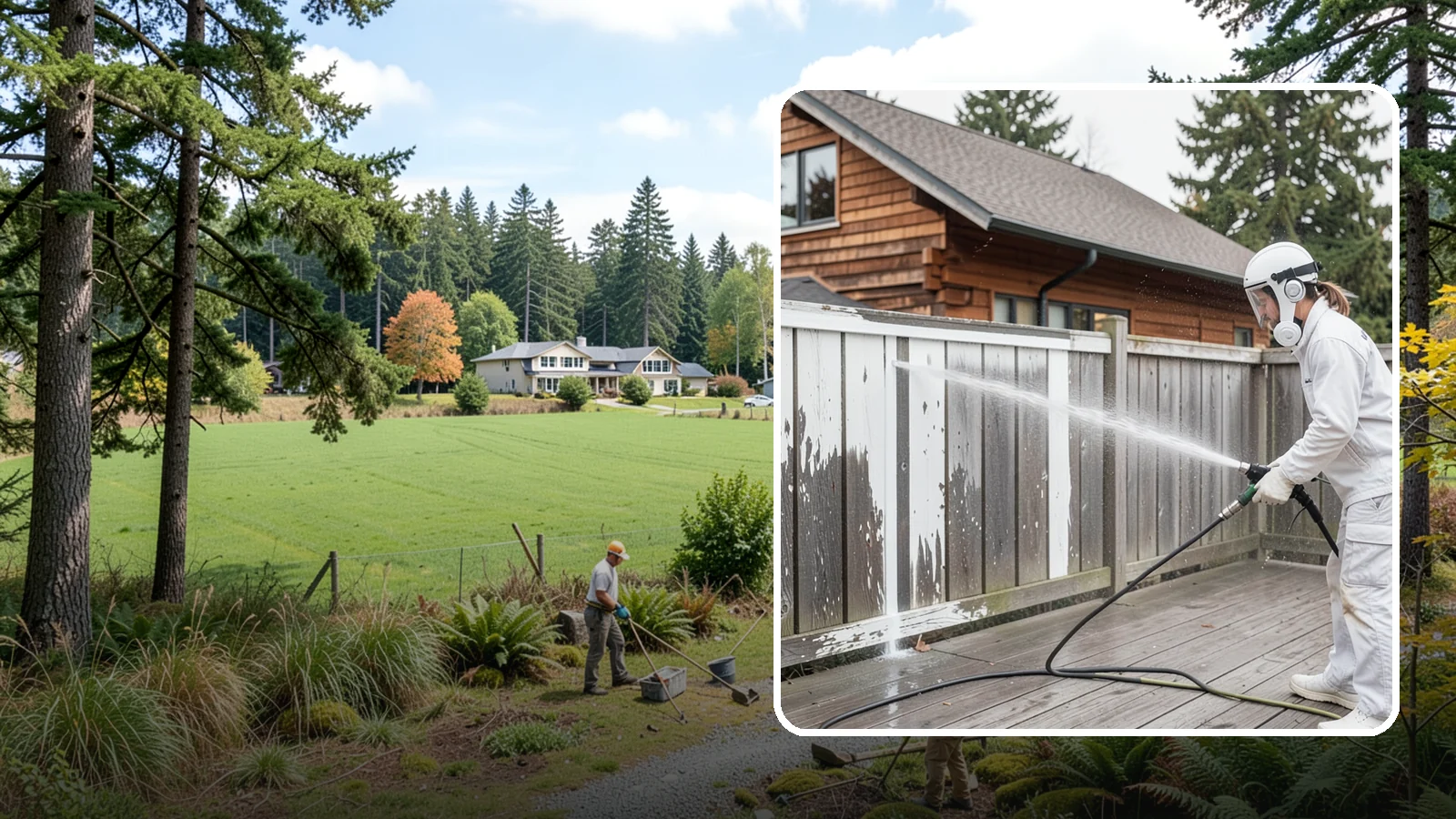 Fence Stain Stripping in Lyman, Skagit County, WA - Stripping of failing, peeling fence stain so the wood is ready for a clean, even recoat.