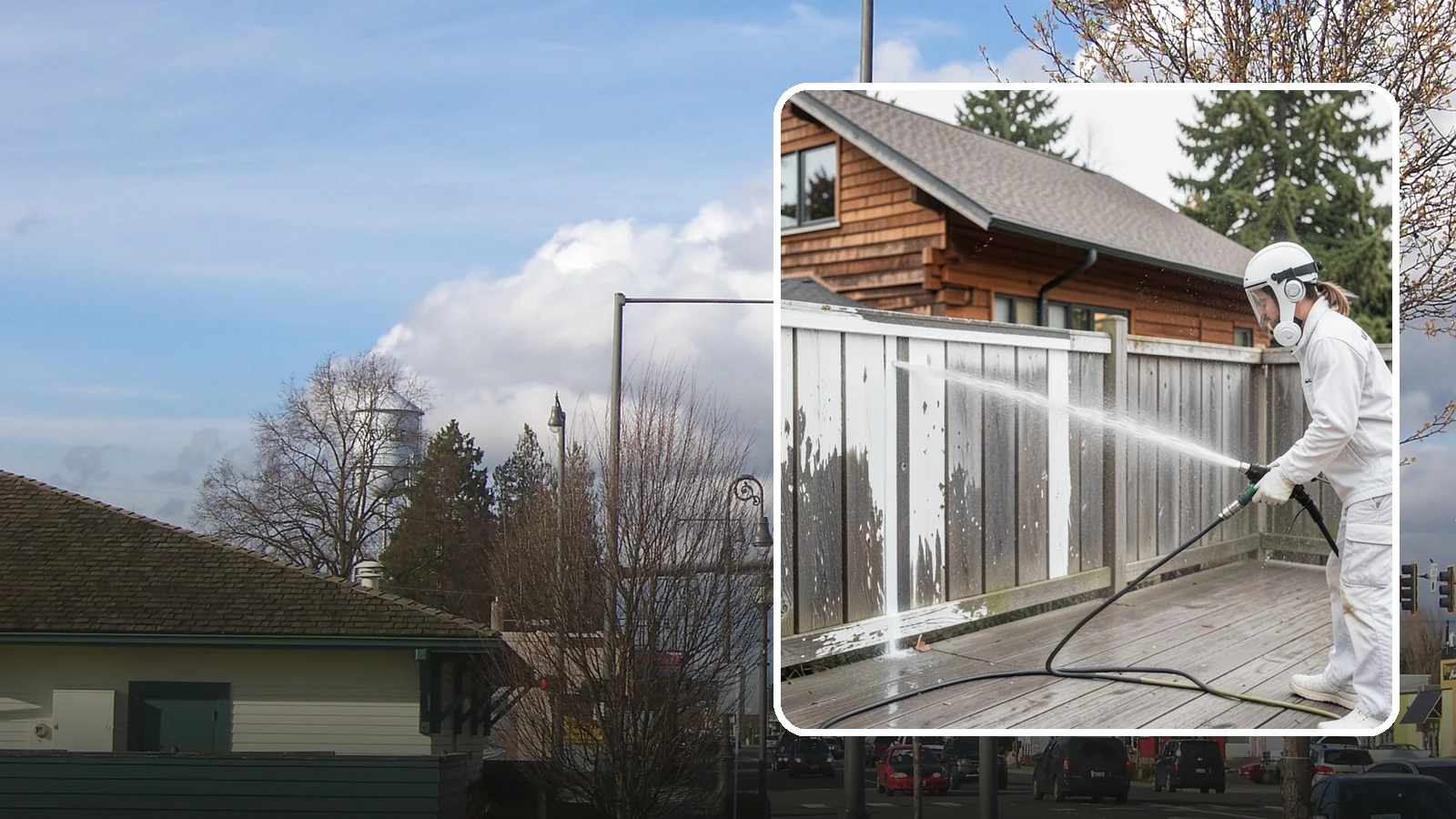 Fence Stain Stripping in Marysville, Snohomish County, WA - Stripping of failing, peeling fence stain so the wood is ready for a clean, even recoat.