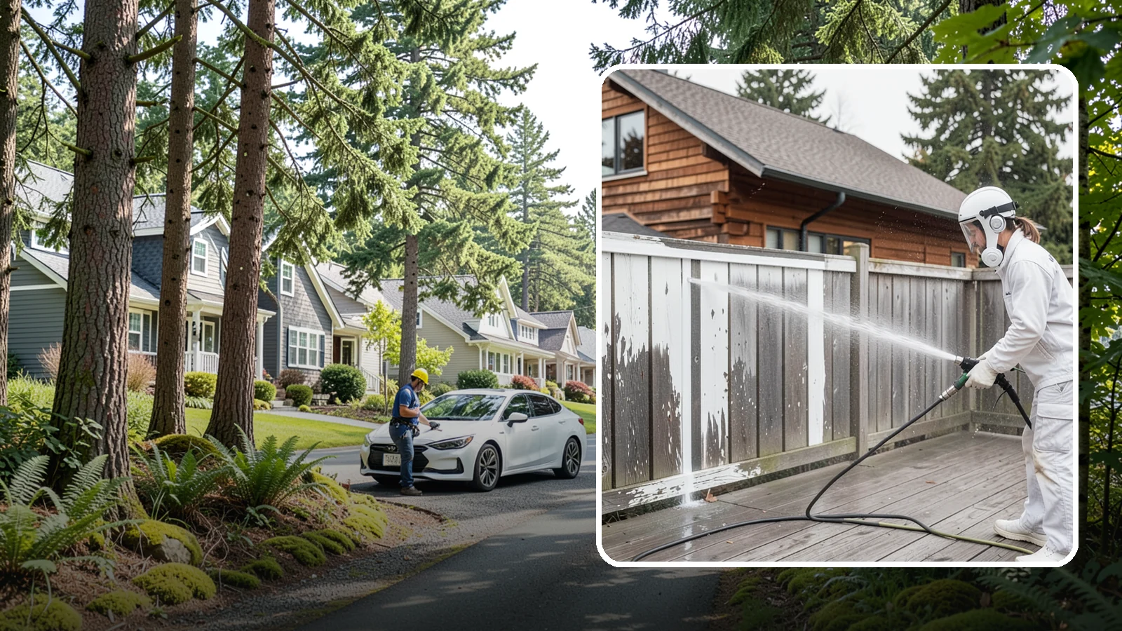 Fence Stain Stripping in Normandy Park, King County, WA - Stripping of failing, peeling fence stain so the wood is ready for a clean, even recoat.