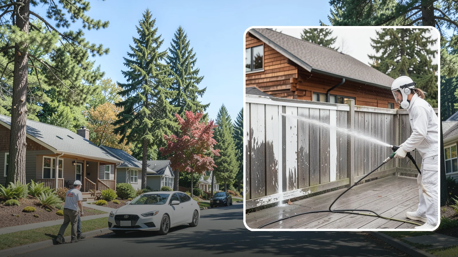 Fence Stain Stripping in Orting, Pierce County, WA - Stripping of failing, peeling fence stain so the wood is ready for a clean, even recoat.