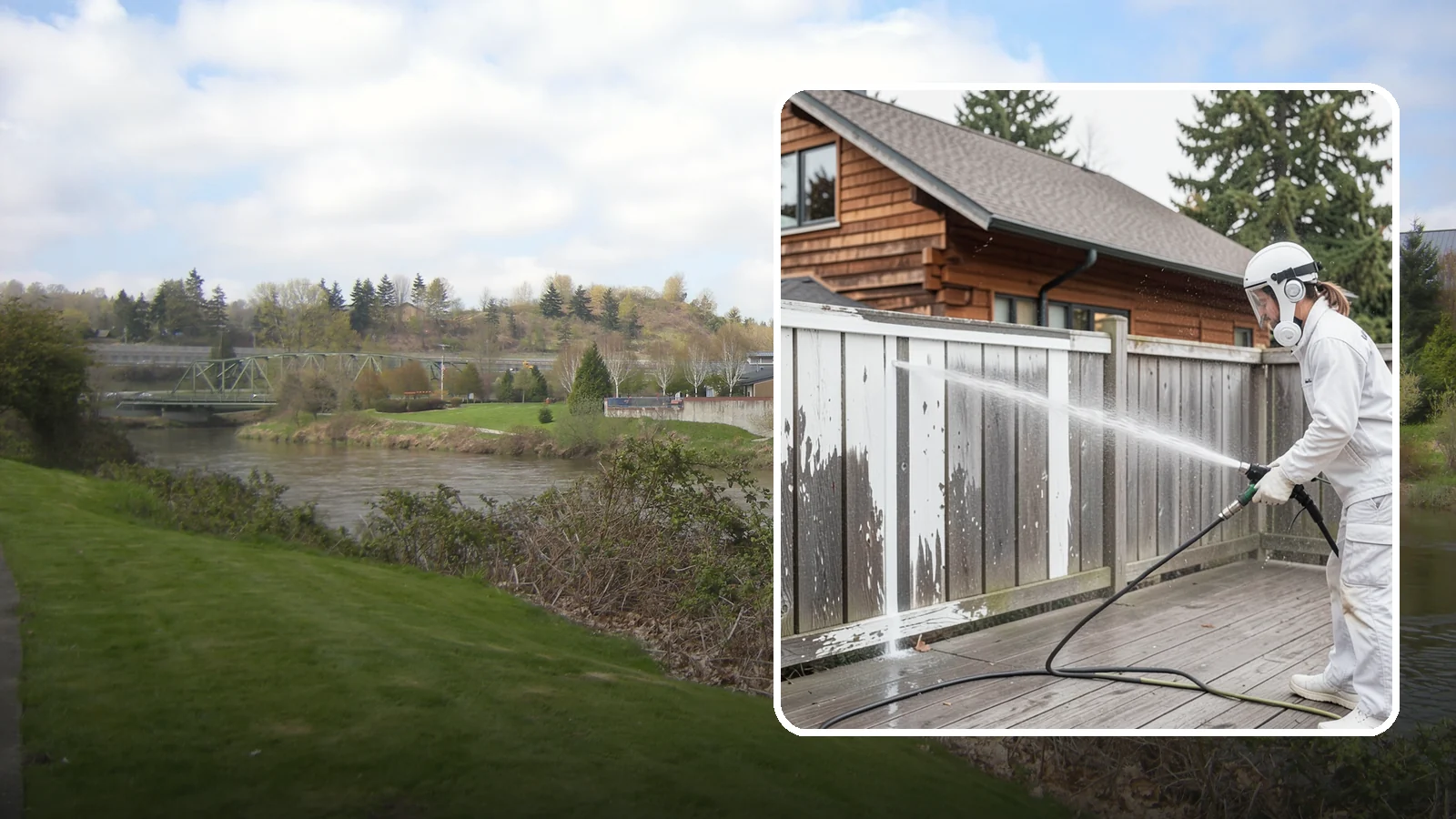 Fence Stain Stripping in Tukwila, King County, WA - Stripping of failing, peeling fence stain so the wood is ready for a clean, even recoat.