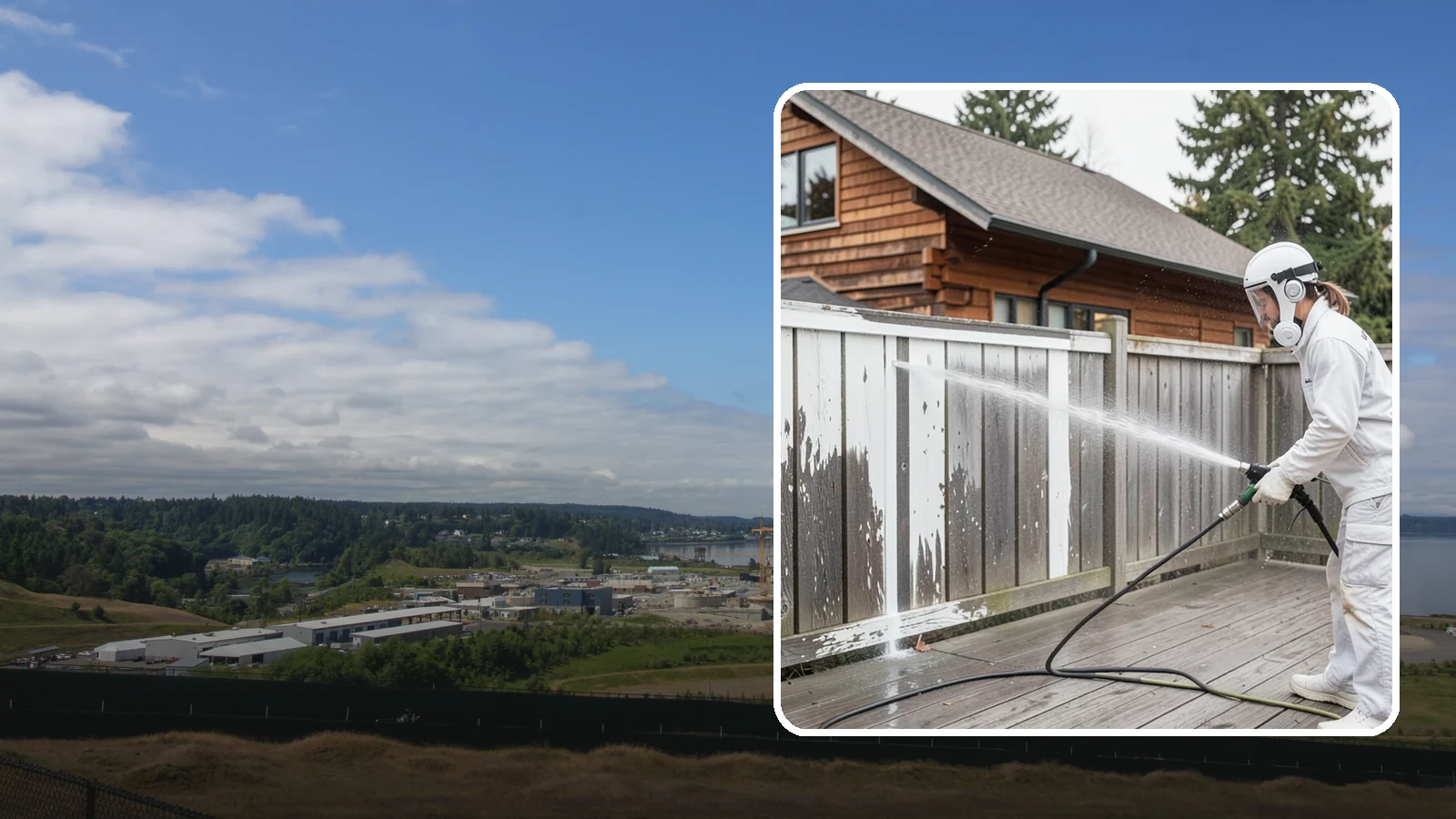 Fence Stain Stripping in University Place, Pierce County, WA - Stripping of failing, peeling fence stain so the wood is ready for a clean, even recoat.