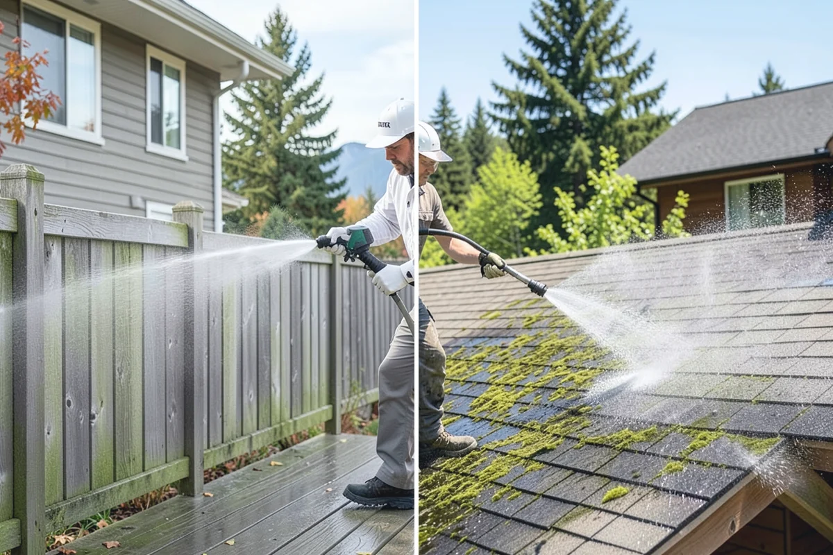 Fence Staining in Buckley, Pierce County, WA - Clean the fence and strip any failing prior coating