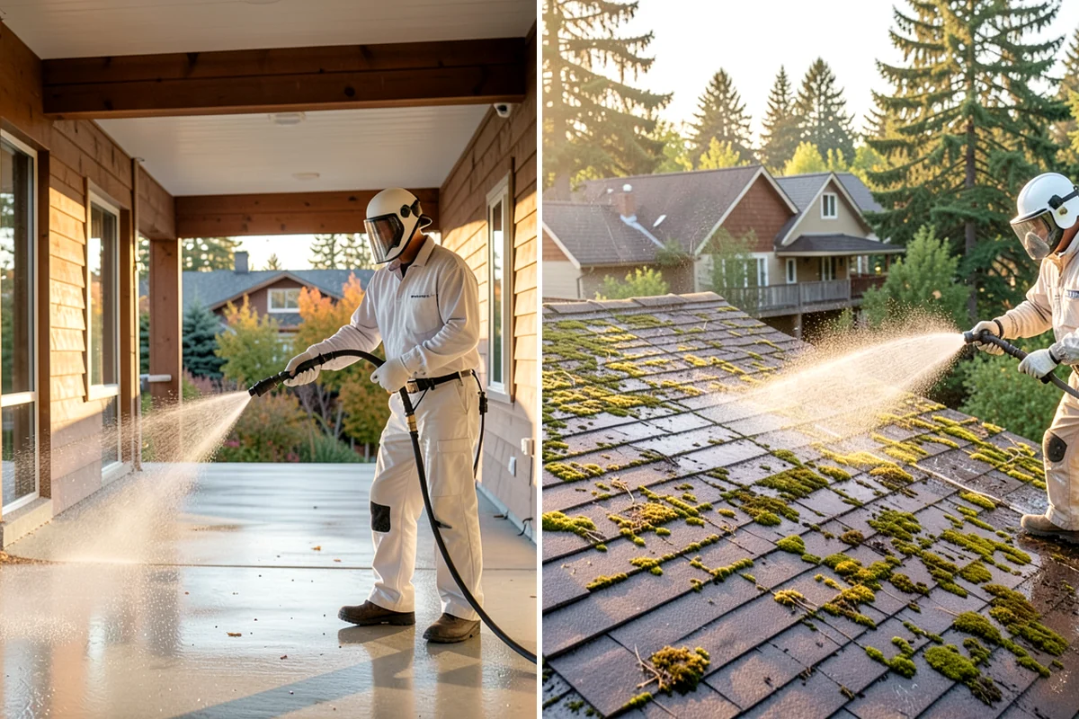 Fence Staining in Fircrest, Pierce County, WA - Clean the fence and strip any failing prior coating