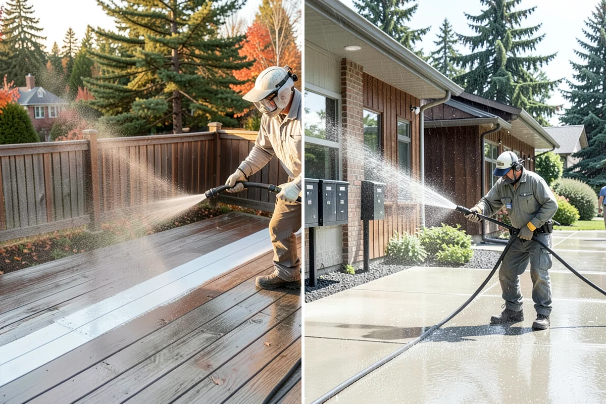Fence Staining in Kenmore, King County, WA - Clean the fence and strip any failing prior coating