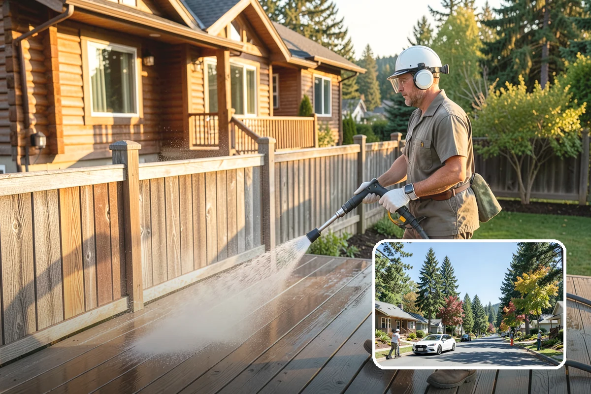 Fence Staining in Orting, Pierce County, WA - Restores rich, even color to faded fence boards
