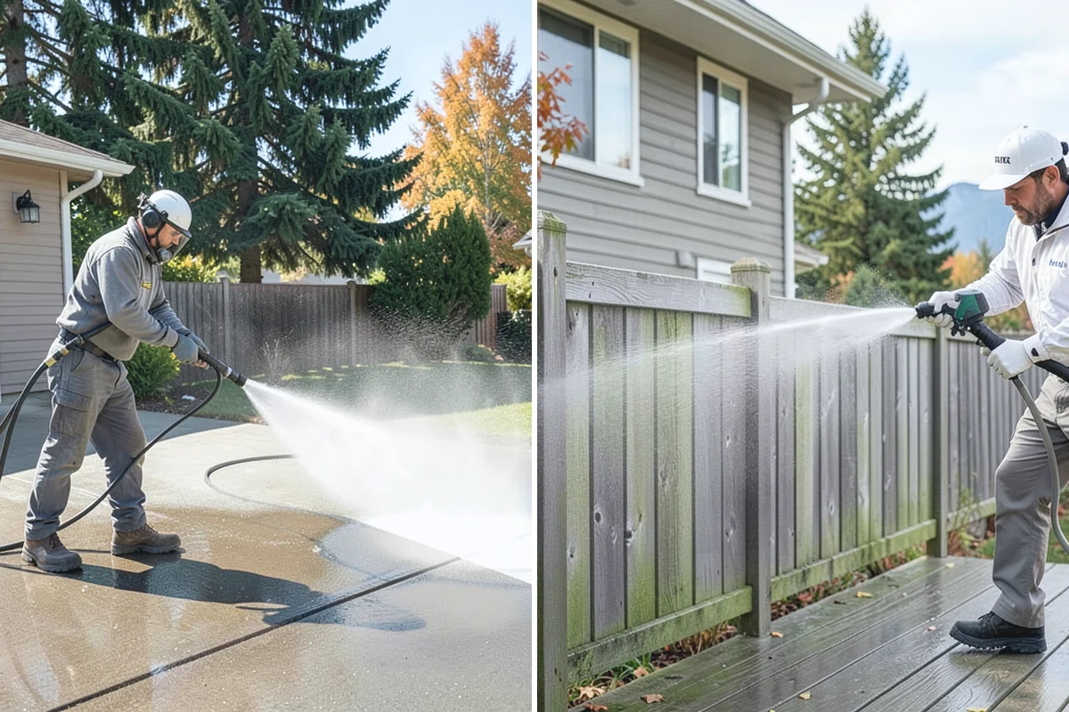 Fence Staining in Roy, Pierce County, WA - Clean the fence and strip any failing prior coating