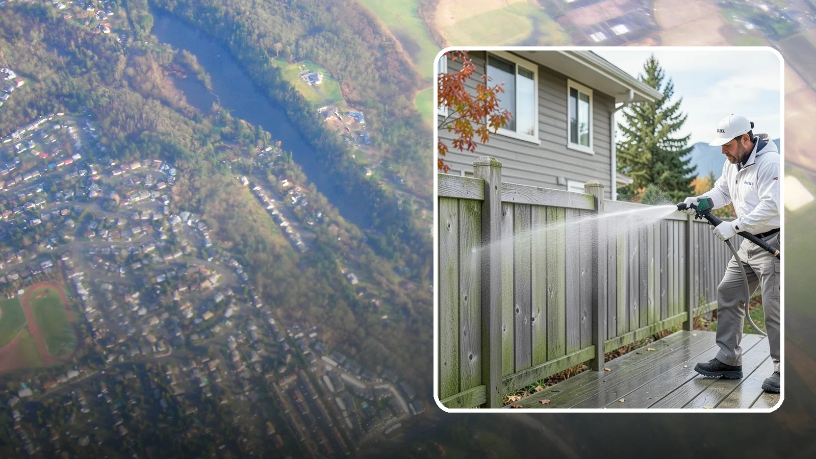 Fence Washing in Algona, King County, WA - A full-panel fence wash that lifts the gray-green grime our constant Puget Sound drizzle bakes onto wood, vinyl, and metal alike.