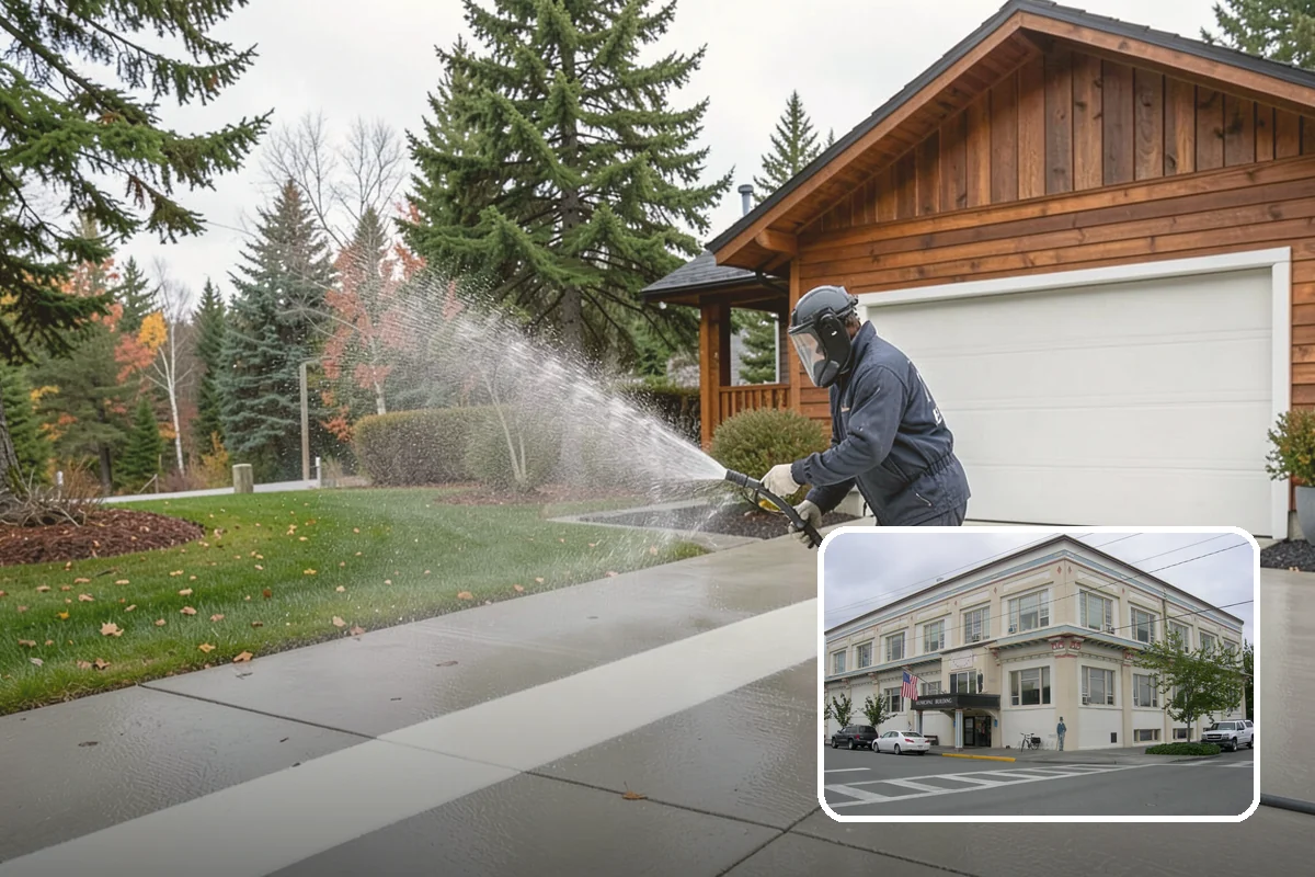 Fence Washing in Anacortes, Skagit County, WA - Removes the algae film that thrives on shaded PNW fence lines