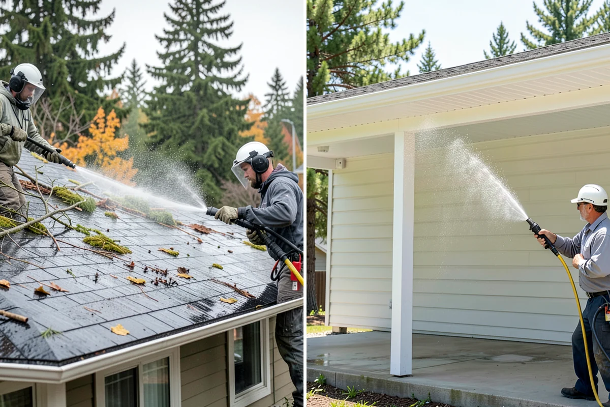 Fence Washing in Arlington, Snohomish County, WA - Walk the fence line and identify wood, vinyl, or metal sections