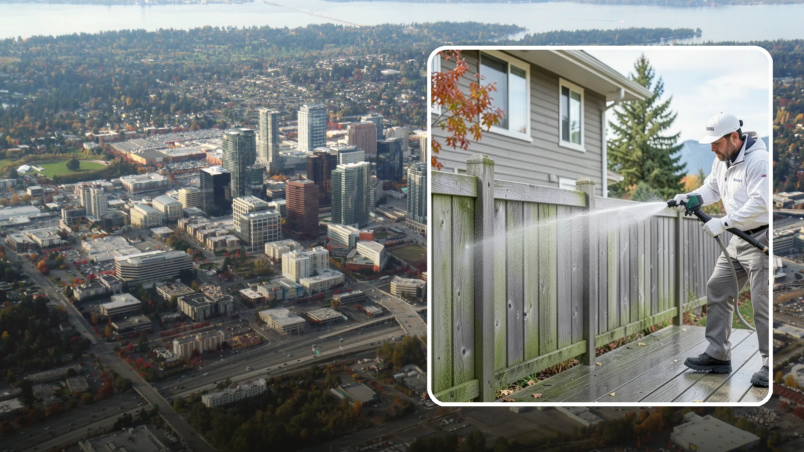 Fence Washing in Bellevue, King County, WA - A full-panel fence wash that lifts the gray-green grime our constant Puget Sound drizzle bakes onto wood, vinyl, and metal alike.