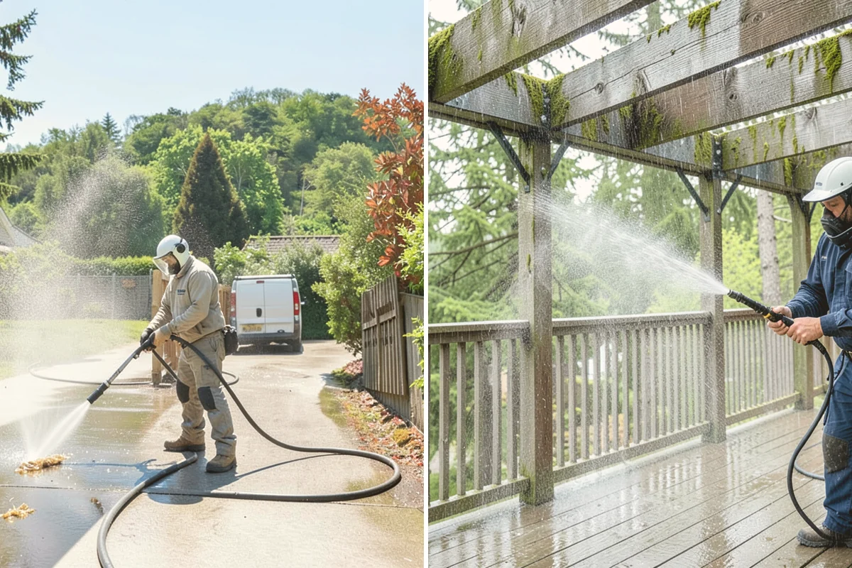 Fence Washing in Bellevue, King County, WA - Walk the fence line and identify wood, vinyl, or metal sections