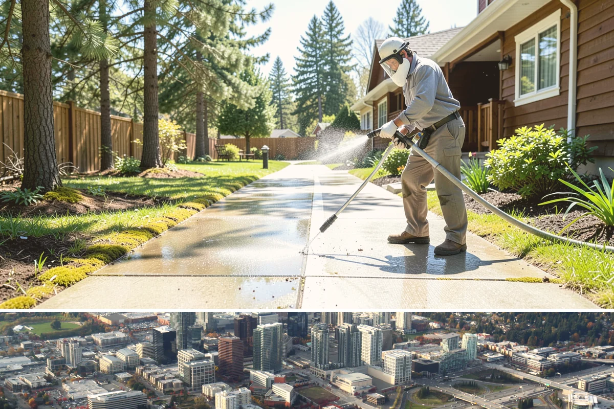 Fence Washing in Bellevue, King County, WA - Late spring through early fall gives the boards time to dry between our frequent rain showers, making it the ideal window.
