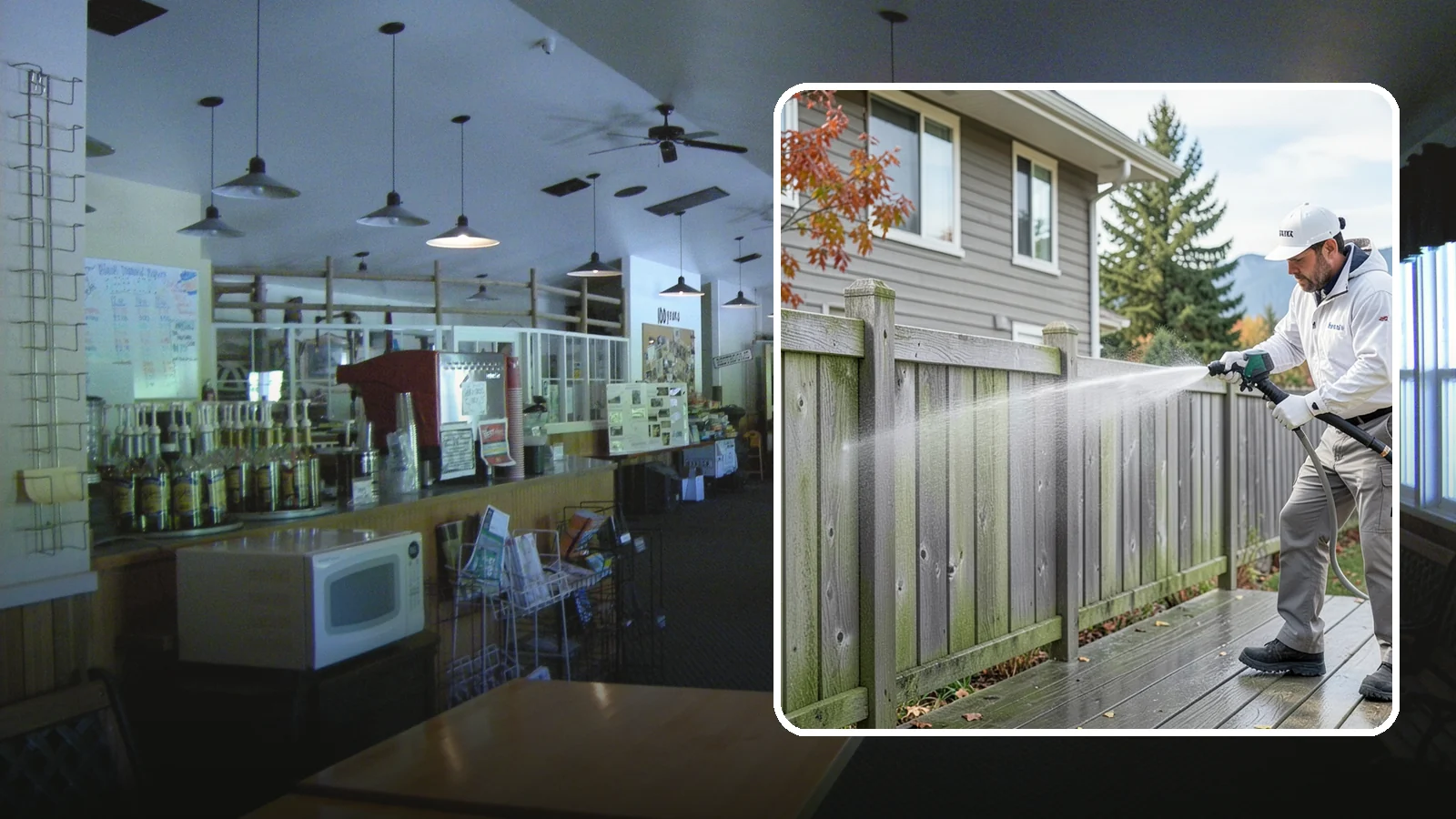 Fence Washing in Black Diamond, King County, WA - A full-panel fence wash that lifts the gray-green grime our constant Puget Sound drizzle bakes onto wood, vinyl, and metal alike.