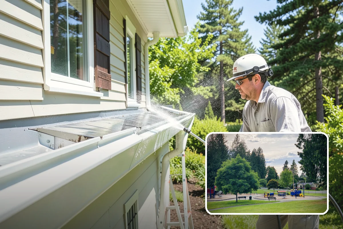 Fence Washing in Bonney Lake, Pierce County, WA - Removes the algae film that thrives on shaded PNW fence lines