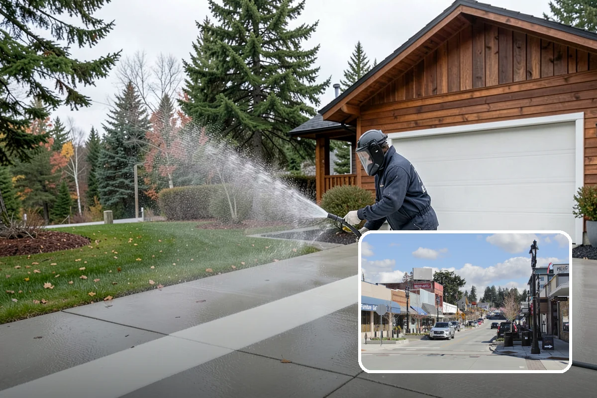 Fence Washing in Bothell, King County, WA - Removes the algae film that thrives on shaded PNW fence lines
