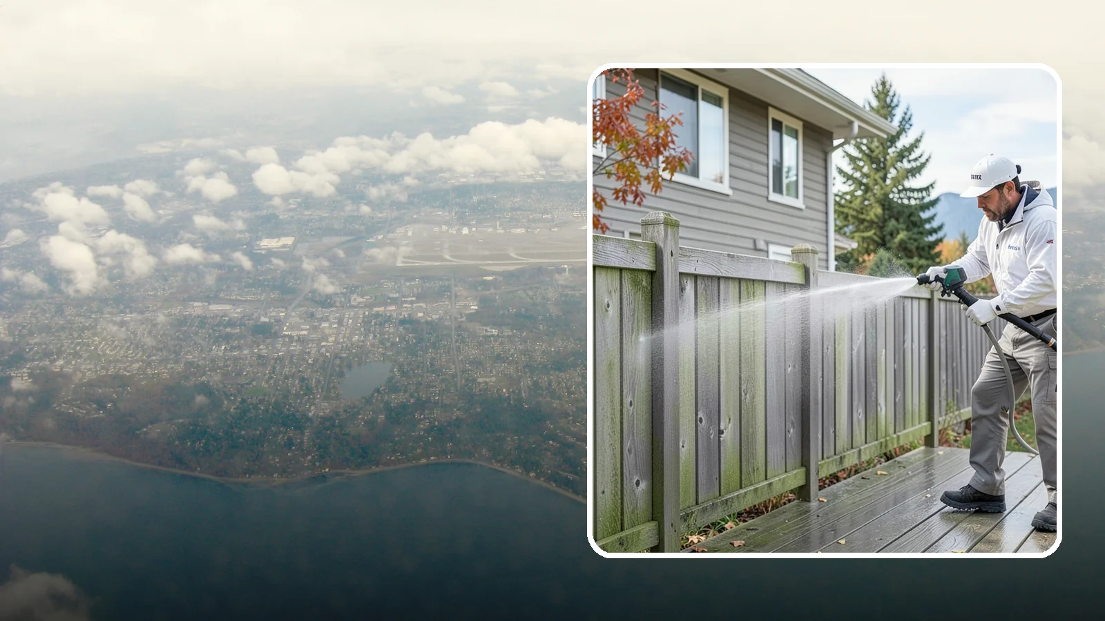 Fence Washing in Burien, King County, WA - A full-panel fence wash that lifts the gray-green grime our constant Puget Sound drizzle bakes onto wood, vinyl, and metal alike.