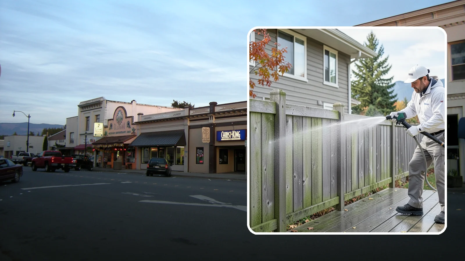 Fence Washing in Burlington, Skagit County, WA - A full-panel fence wash that lifts the gray-green grime our constant Puget Sound drizzle bakes onto wood, vinyl, and metal alike.