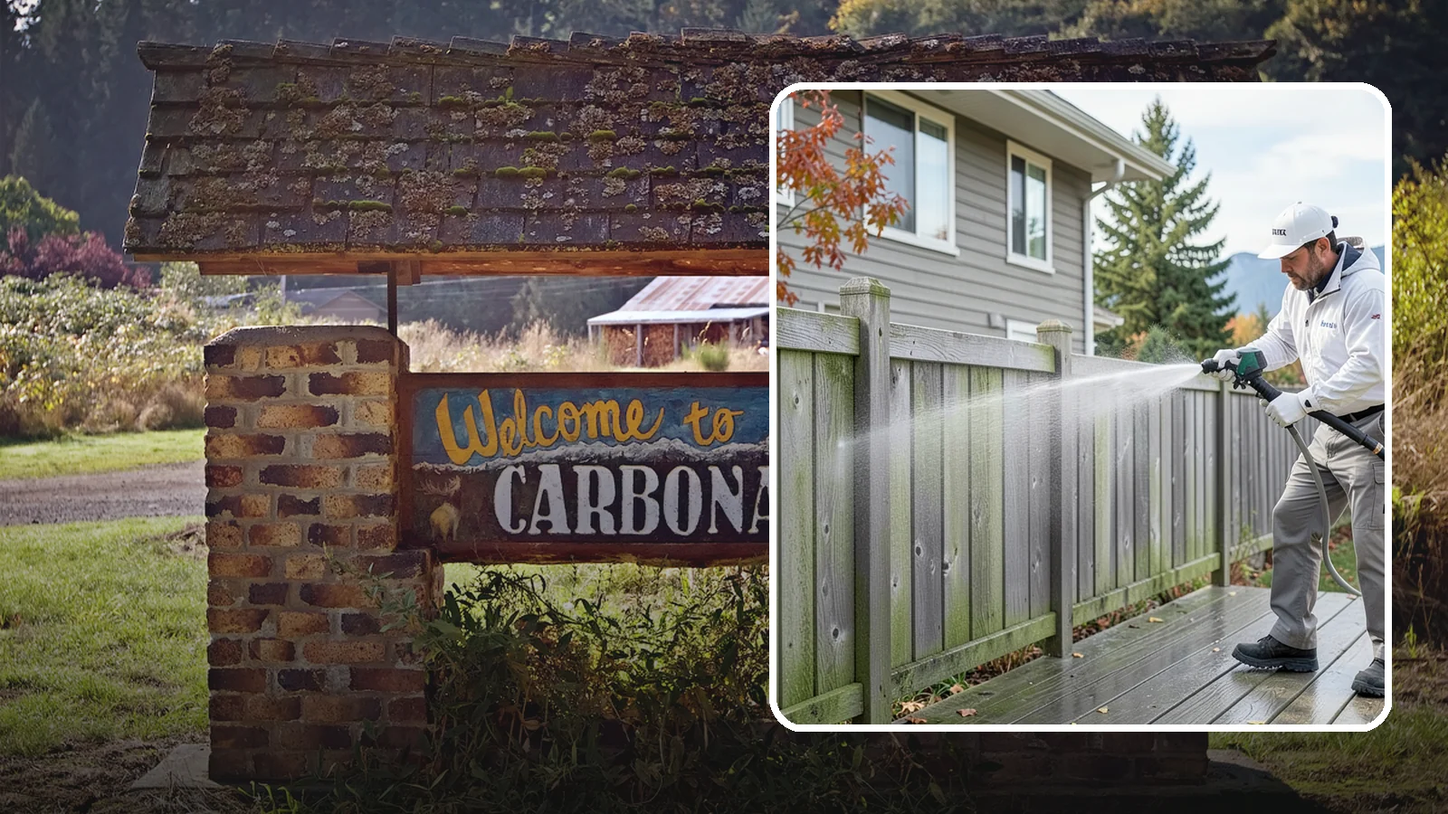 Fence Washing in Carbonado, Pierce County, WA - A full-panel fence wash that lifts the gray-green grime our constant Puget Sound drizzle bakes onto wood, vinyl, and metal alike.