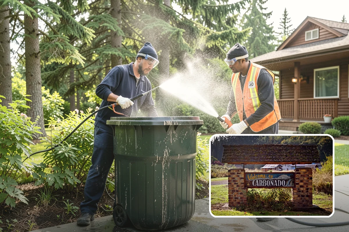 Fence Washing in Carbonado, Pierce County, WA - Removes the algae film that thrives on shaded PNW fence lines