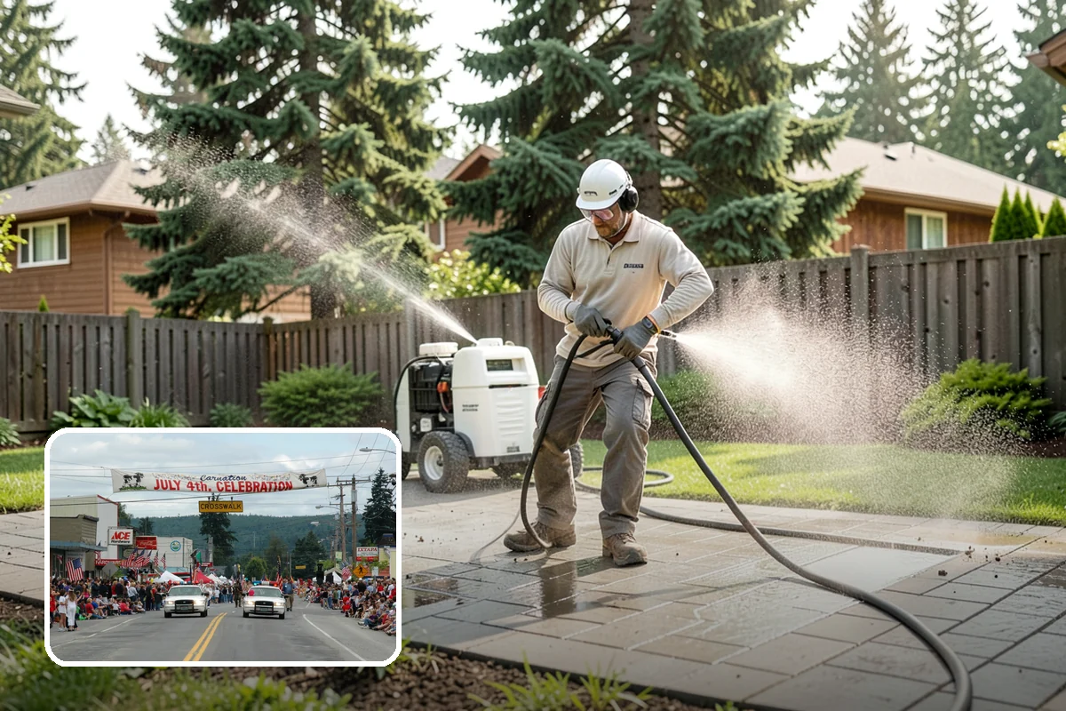 Fence Washing in Carnation, King County, WA - Removes the algae film that thrives on shaded PNW fence lines