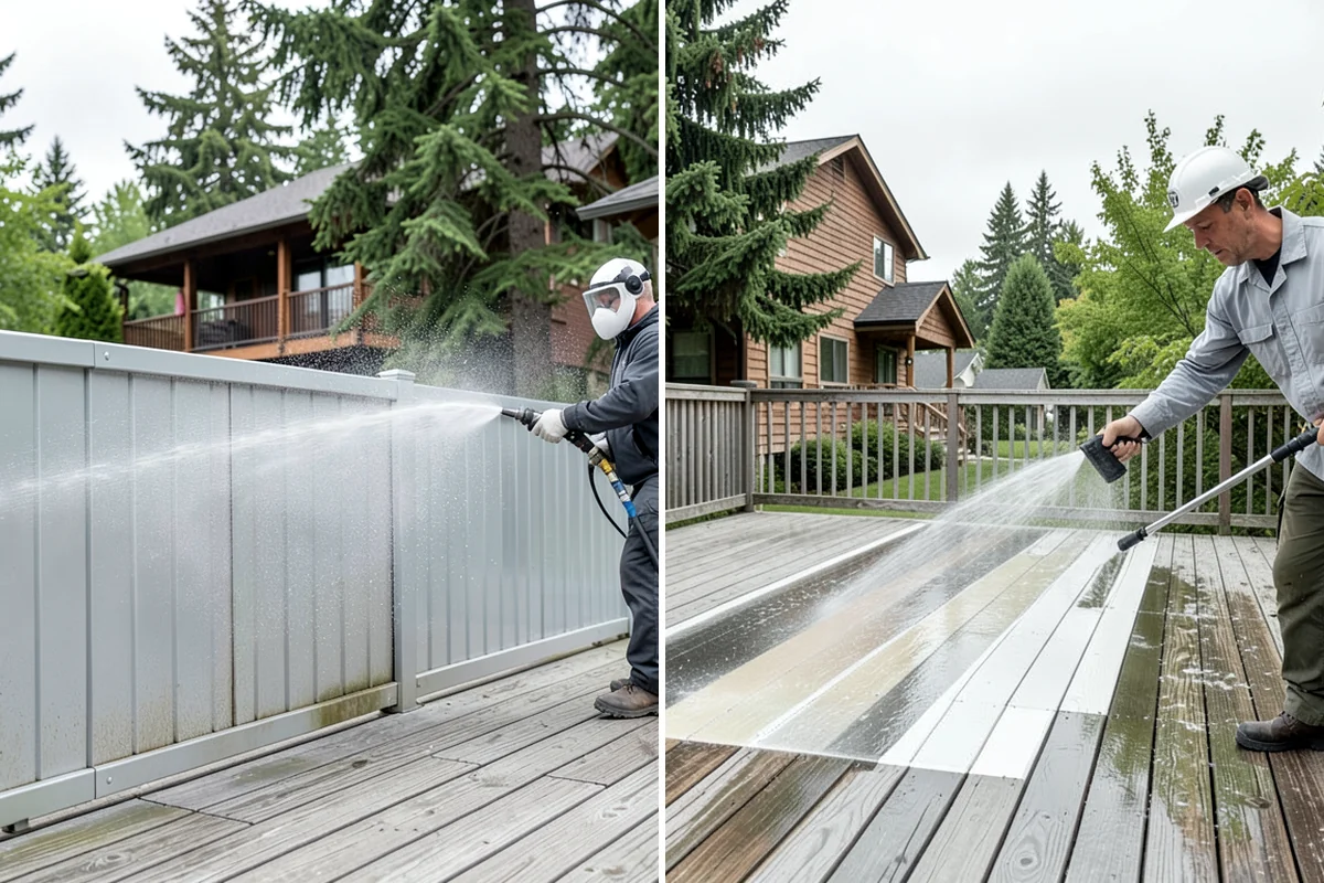 Fence Washing in Clyde Hill, King County, WA - Walk the fence line and identify wood, vinyl, or metal sections
