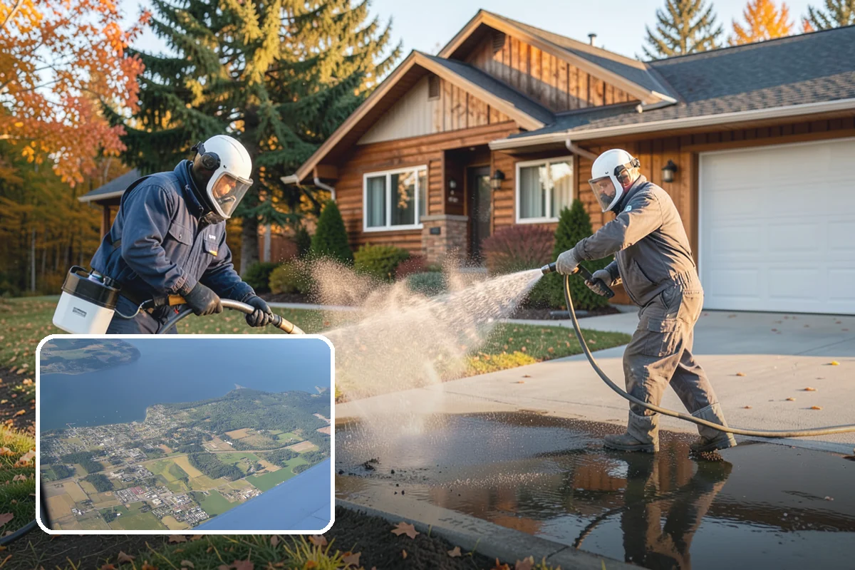 Fence Washing in Coupeville, Island County, WA - Removes the algae film that thrives on shaded PNW fence lines
