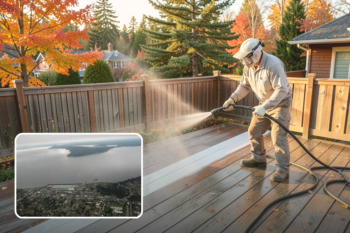Fence Washing in Des Moines, King County, WA - Removes the algae film that thrives on shaded PNW fence lines