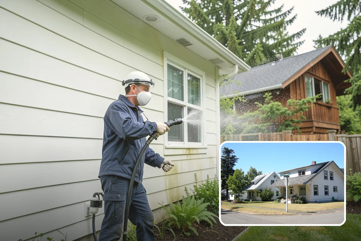 Fence Washing in DuPont, Pierce County, WA - Removes the algae film that thrives on shaded PNW fence lines