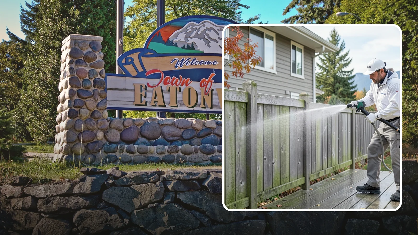 Fence Washing in Eatonville, Pierce County, WA - A full-panel fence wash that lifts the gray-green grime our constant Puget Sound drizzle bakes onto wood, vinyl, and metal alike.