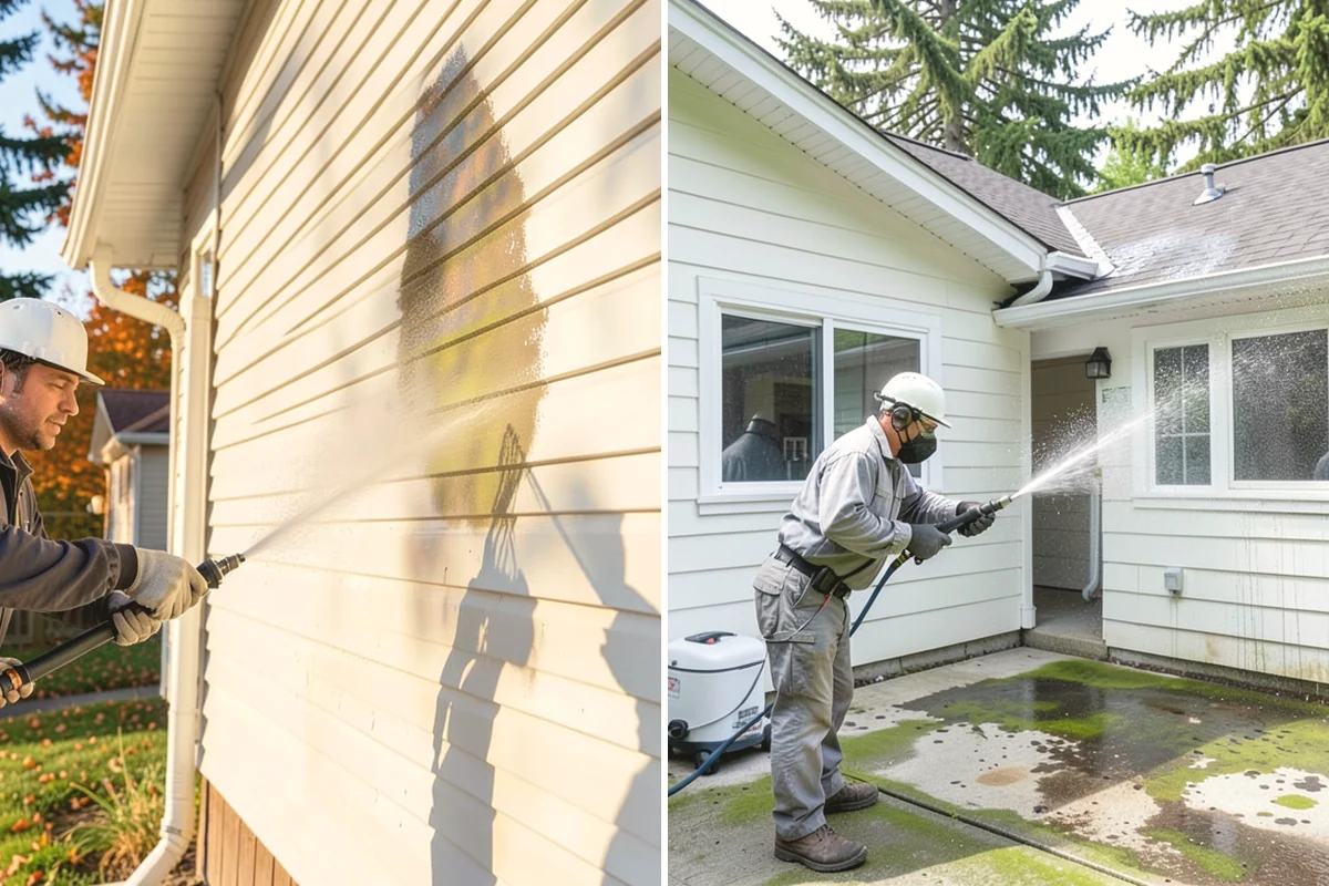 Fence Washing in Edgewood, Pierce County, WA - Walk the fence line and identify wood, vinyl, or metal sections