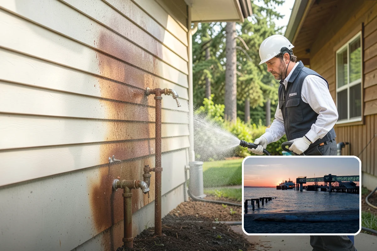 Fence Washing in Edmonds, Snohomish County, WA - Removes the algae film that thrives on shaded PNW fence lines