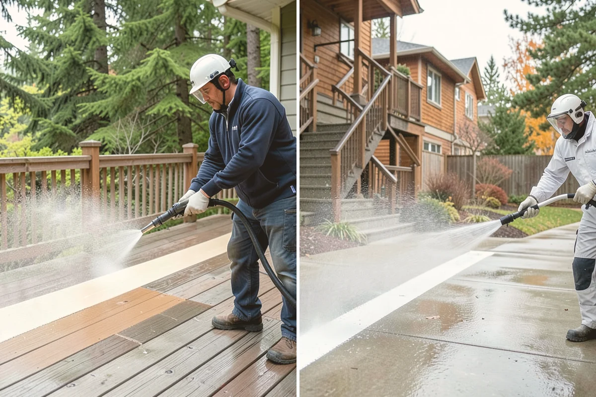Fence Washing in Edmonds, Snohomish County, WA - Walk the fence line and identify wood, vinyl, or metal sections