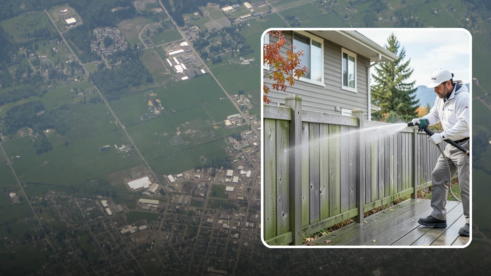 Fence Washing in Enumclaw, King County, WA - A full-panel fence wash that lifts the gray-green grime our constant Puget Sound drizzle bakes onto wood, vinyl, and metal alike.