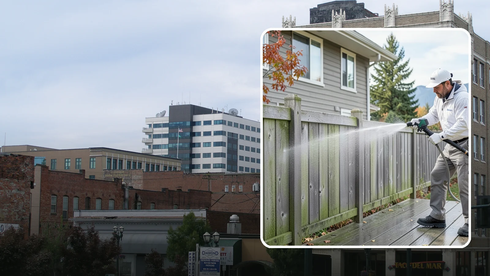 Fence Washing in Everett, Snohomish County, WA - A full-panel fence wash that lifts the gray-green grime our constant Puget Sound drizzle bakes onto wood, vinyl, and metal alike.