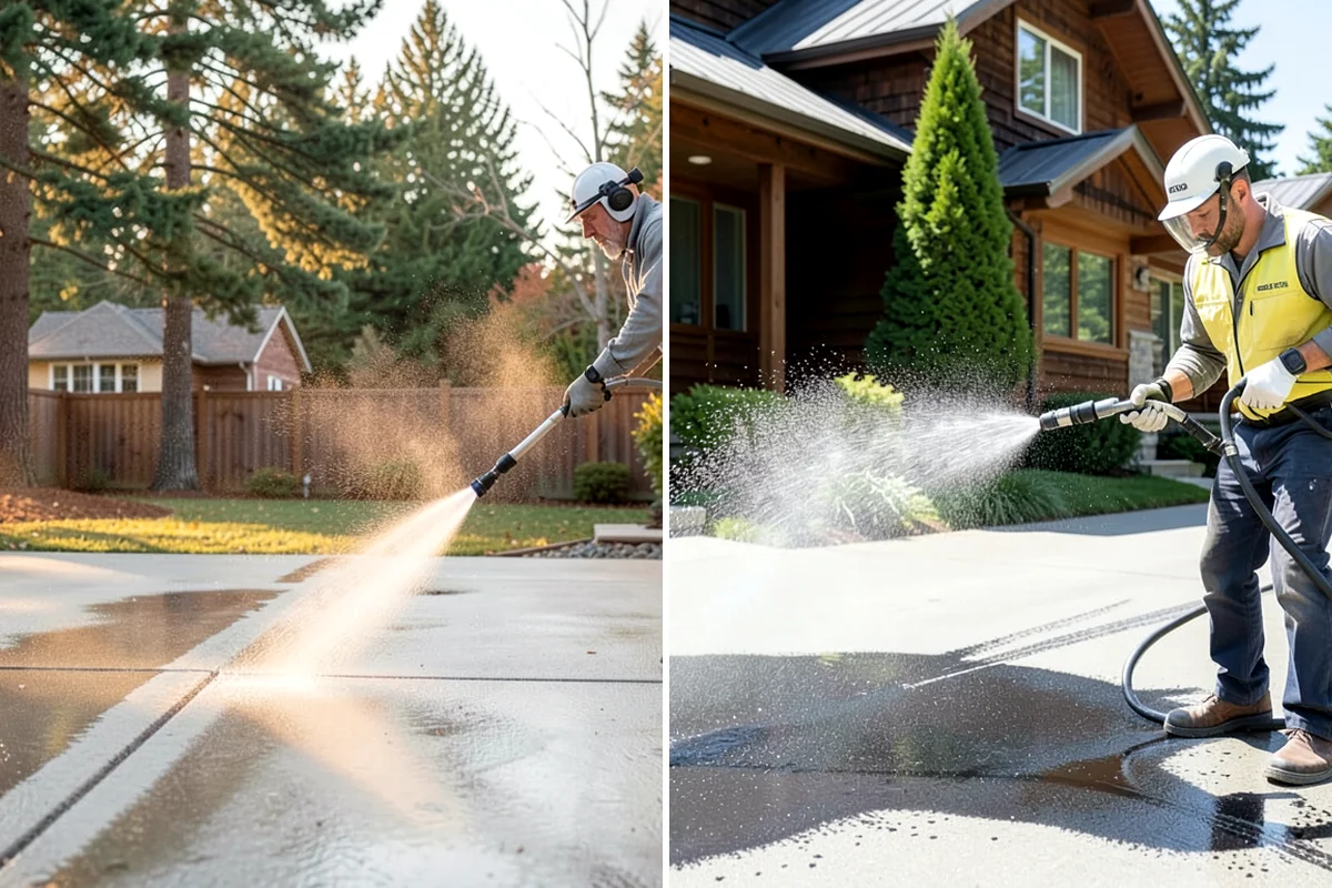 Fence Washing in Gig Harbor, Pierce County, WA - Walk the fence line and identify wood, vinyl, or metal sections