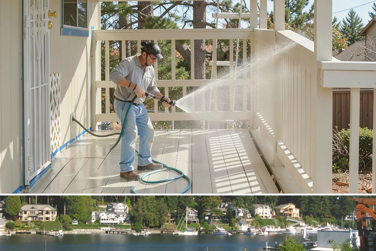 Fence Washing in Gig Harbor, Pierce County, WA - Late spring through early fall gives the boards time to dry between our frequent rain showers, making it the ideal window.