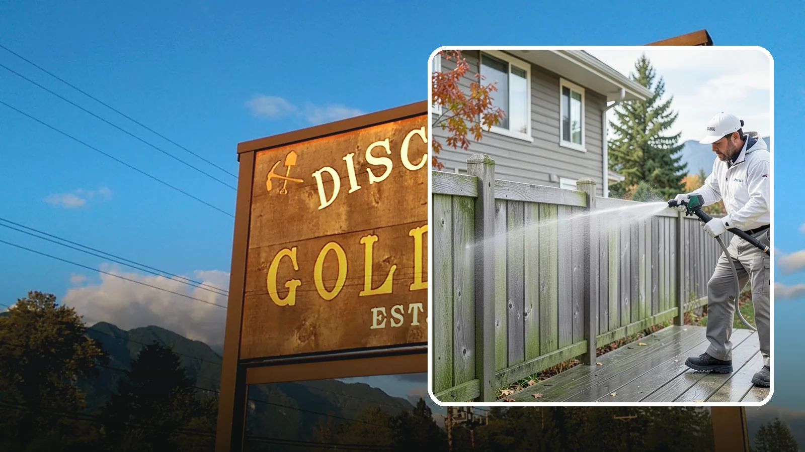 Fence Washing in Gold Bar, Snohomish County, WA - A full-panel fence wash that lifts the gray-green grime our constant Puget Sound drizzle bakes onto wood, vinyl, and metal alike.