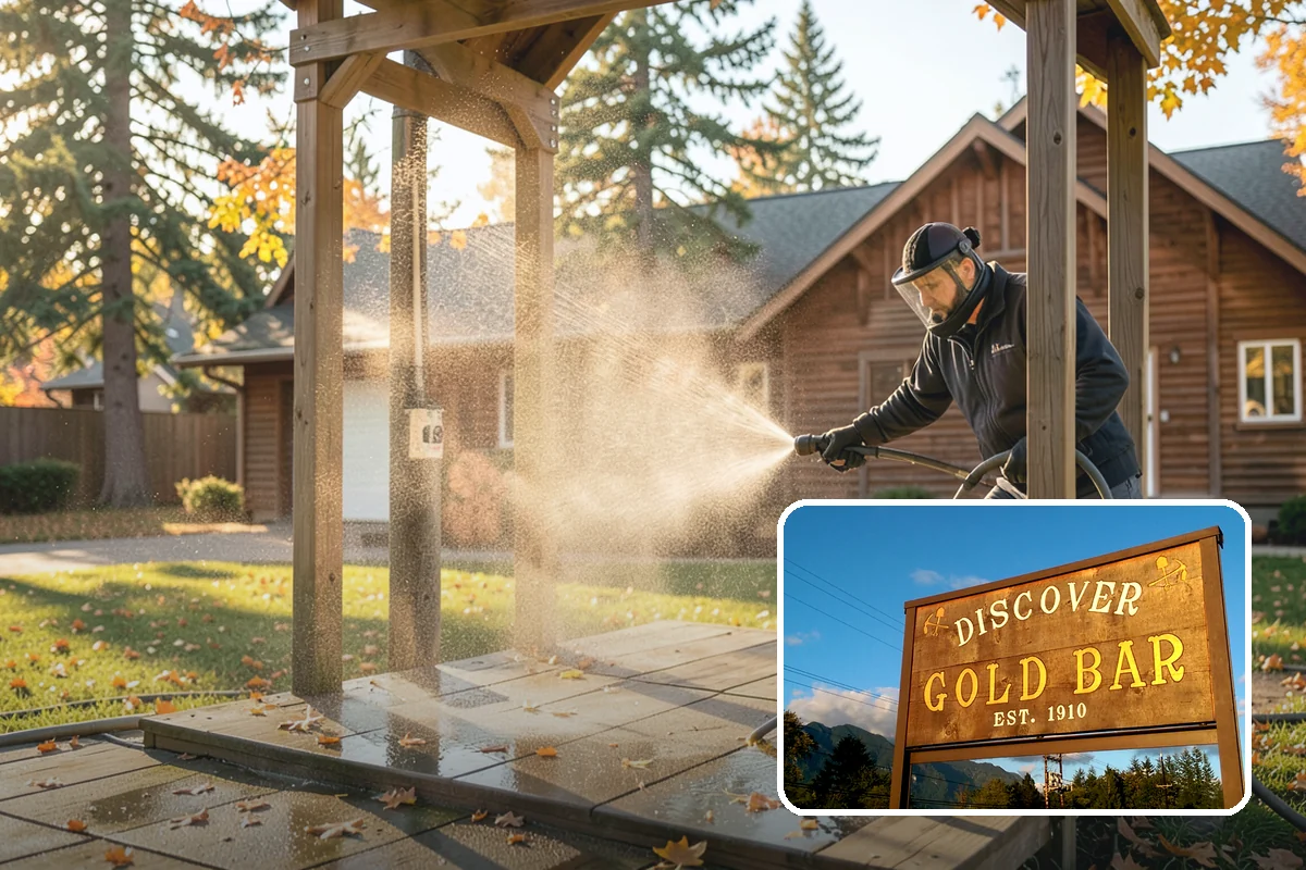 Fence Washing in Gold Bar, Snohomish County, WA - Removes the algae film that thrives on shaded PNW fence lines