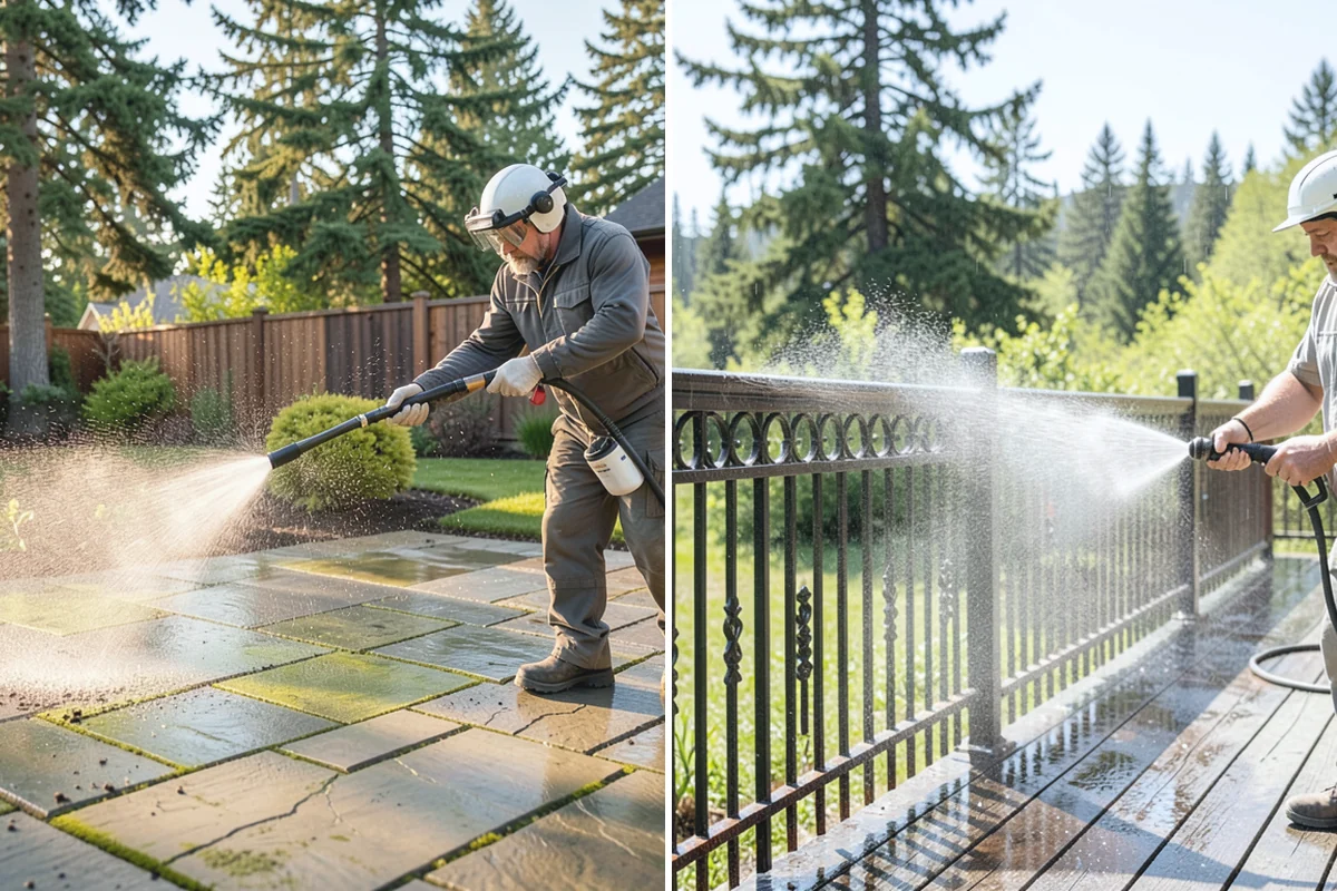 Fence Washing in Gold Bar, Snohomish County, WA - Walk the fence line and identify wood, vinyl, or metal sections