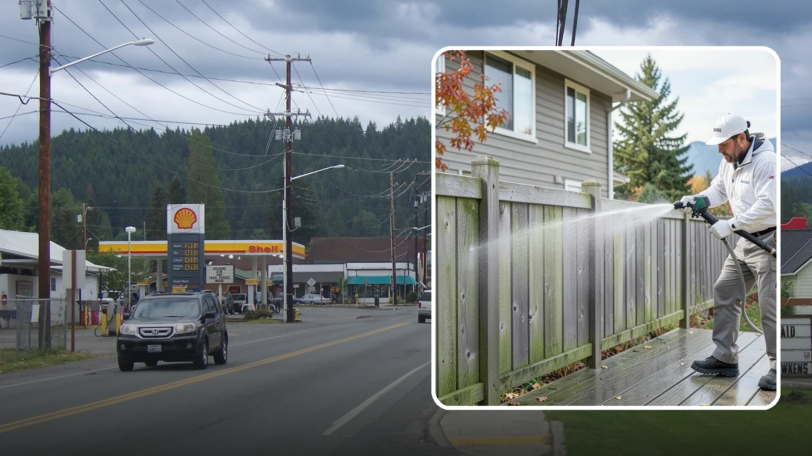 Fence Washing in Granite Falls, Snohomish County, WA - A full-panel fence wash that lifts the gray-green grime our constant Puget Sound drizzle bakes onto wood, vinyl, and metal alike.