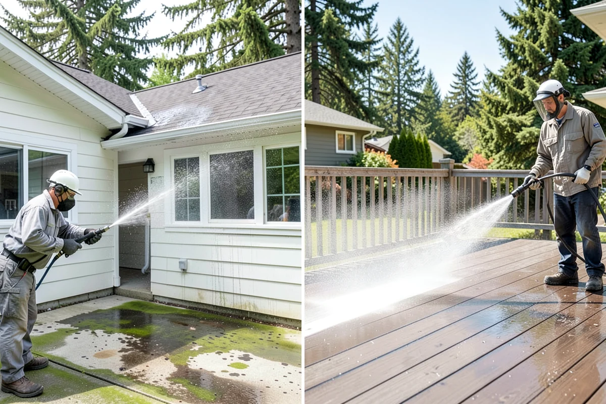 Fence Washing in Hunts Point, King County, WA - Walk the fence line and identify wood, vinyl, or metal sections