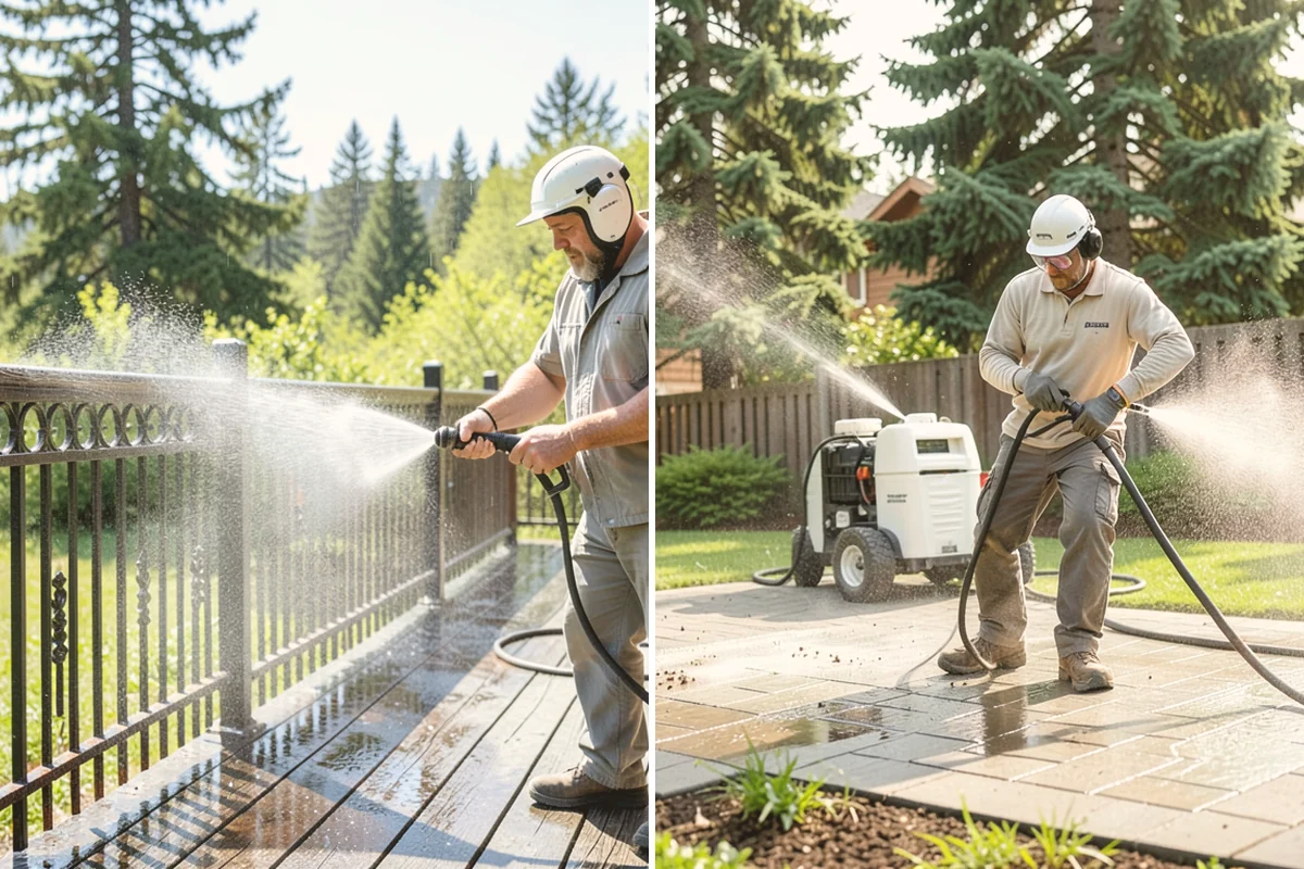 Fence Washing in Index, Snohomish County, WA - Walk the fence line and identify wood, vinyl, or metal sections