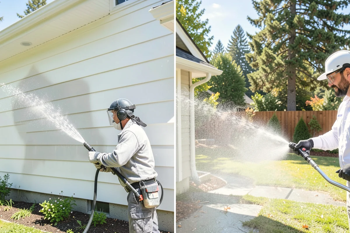 Fence Washing in Issaquah, King County, WA - Walk the fence line and identify wood, vinyl, or metal sections