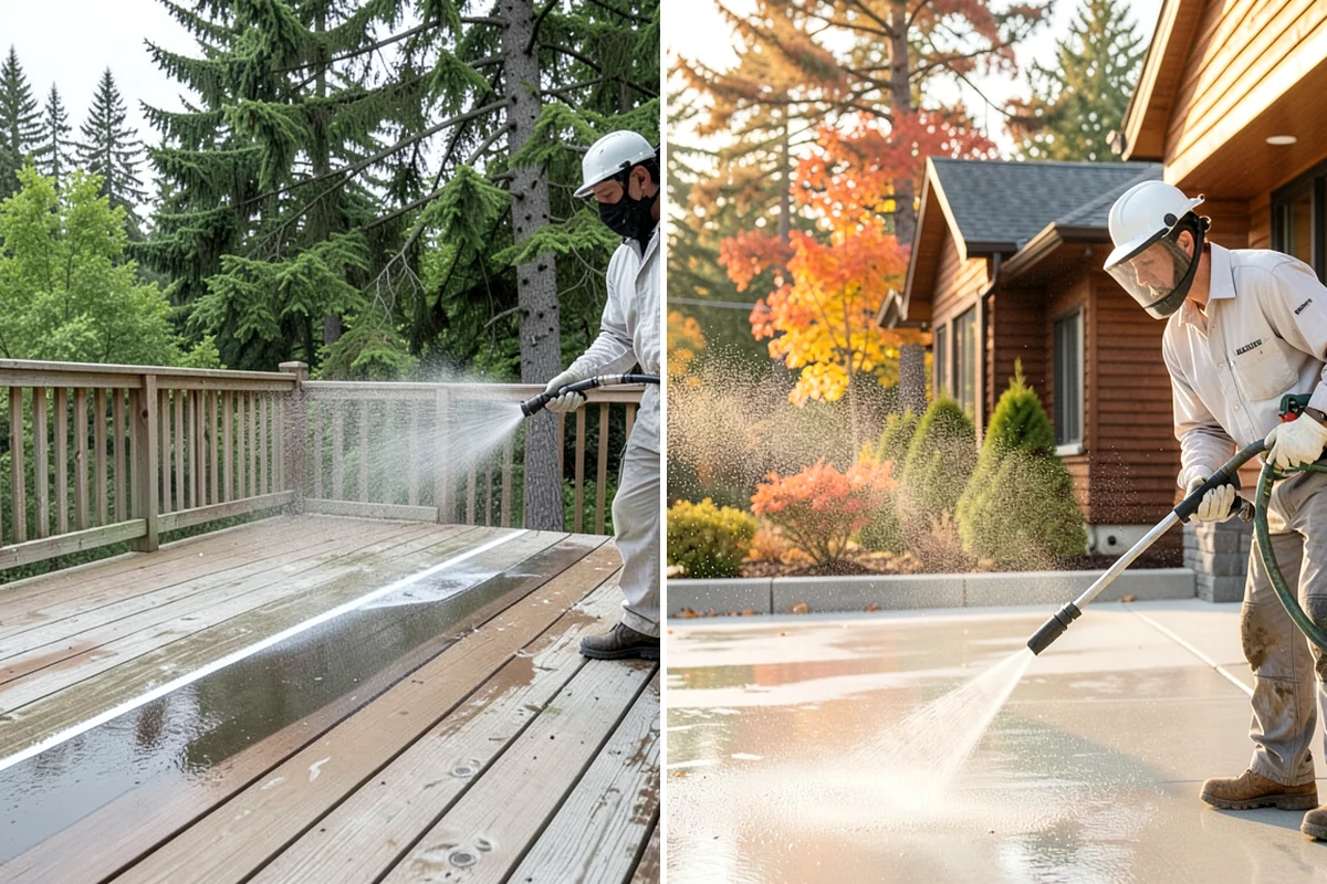 Fence Washing in Kenmore, King County, WA - Walk the fence line and identify wood, vinyl, or metal sections